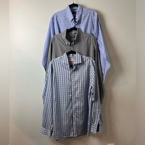 Michael Kors & Chaps Men's Dress Shirt Bundle of 3 Gingham Plaid Med SZ 16 34/35